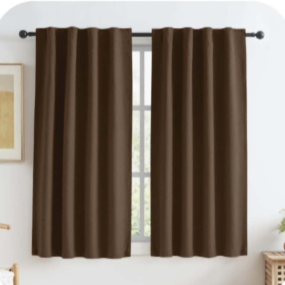 New Brown Faux Linen Blackout Curtains 45 Inch Long ...